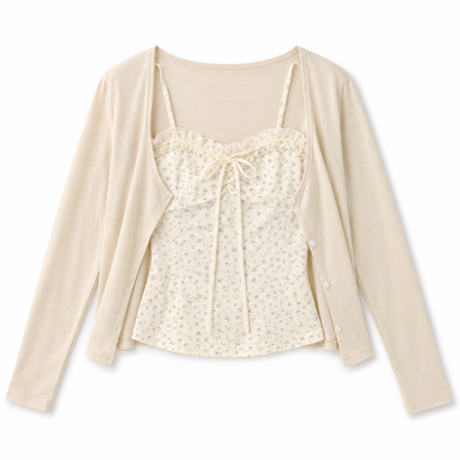Fleur Ruffle Lace Cami & Cardigan 2-Piece Set
