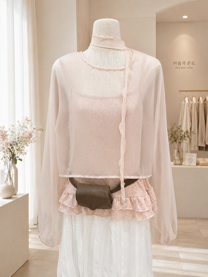 Soft Bloom Sheer Layered Blouse