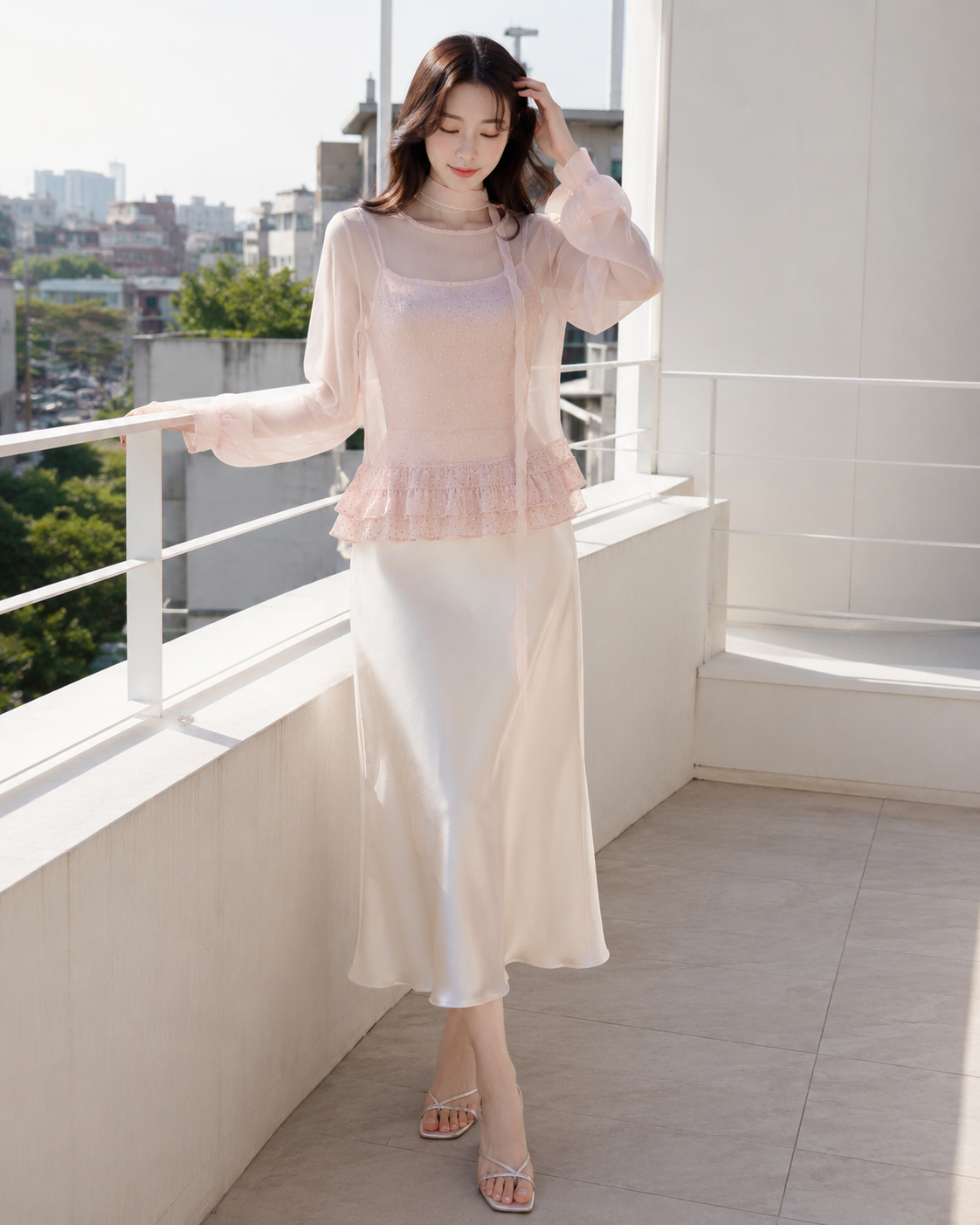 Soft Bloom Sheer Layered Blouse