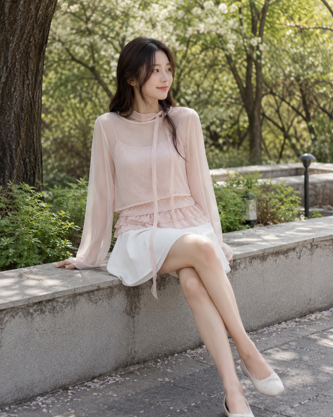 Soft Bloom Sheer Layered Blouse