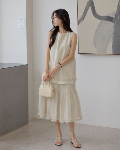 Soft Layered Sleeveless Ruffle Dress