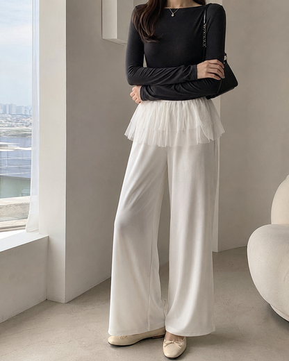 White Relaxed Wide Leg Pants