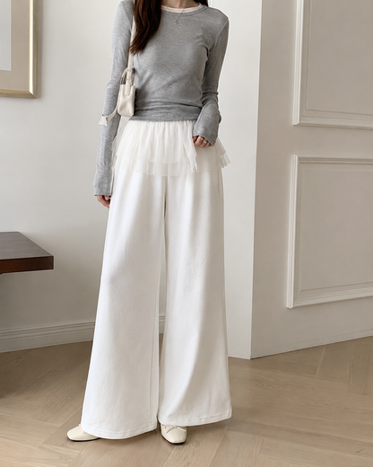 White Relaxed Wide Leg Pants
