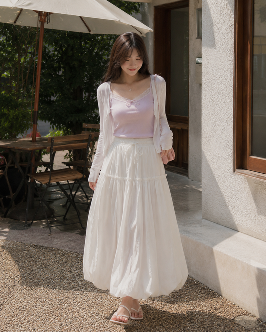 Korean Airy Bubble Maxi Skirt