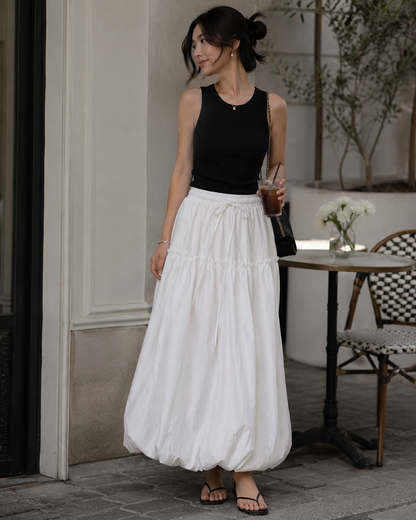 Korean Airy Bubble Maxi Skirt