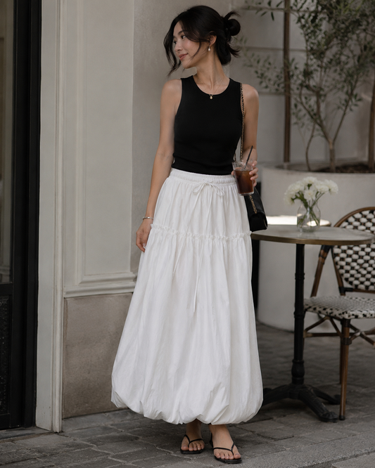 Korean Airy Bubble Maxi Skirt