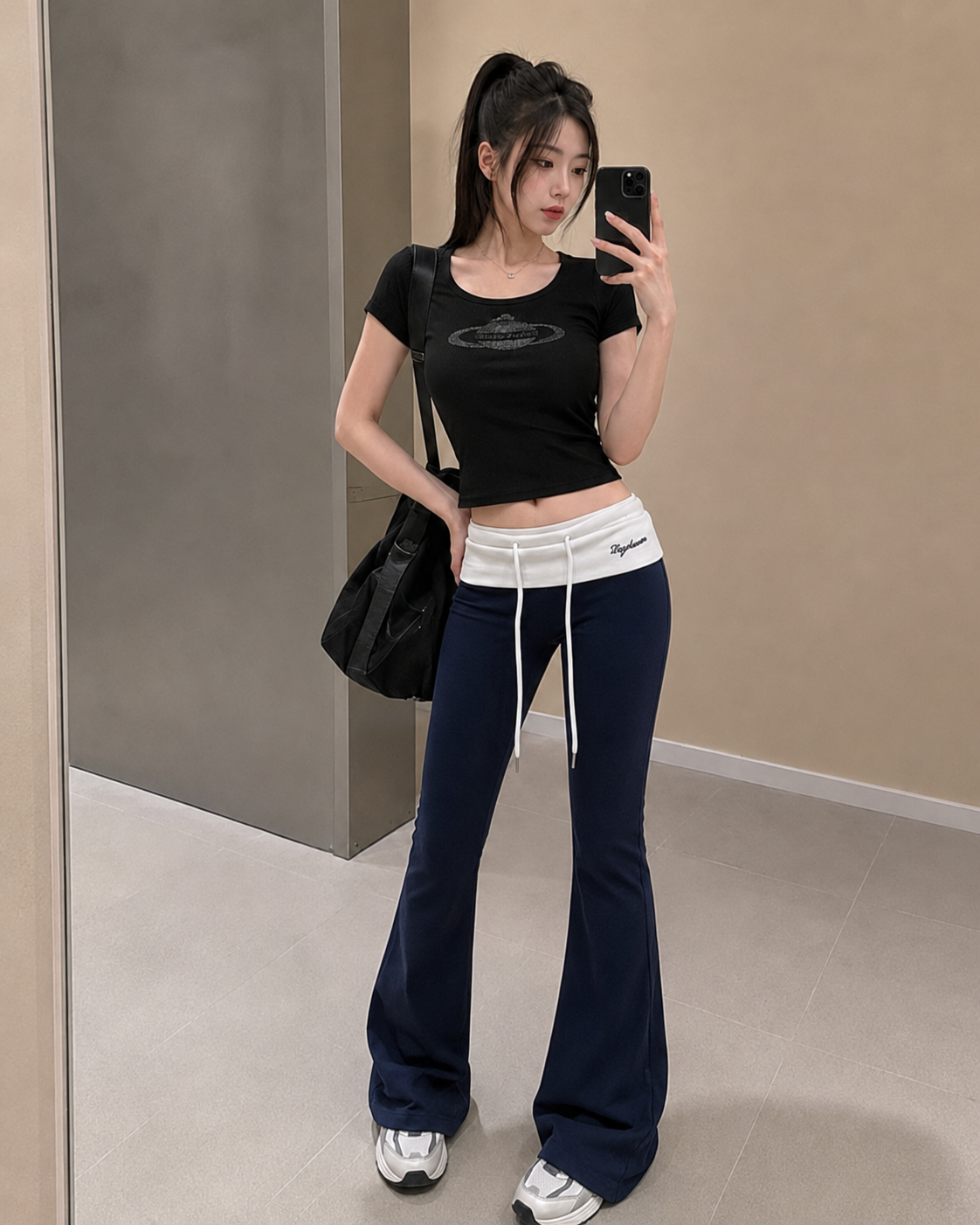 Navy Wide Leg Pants