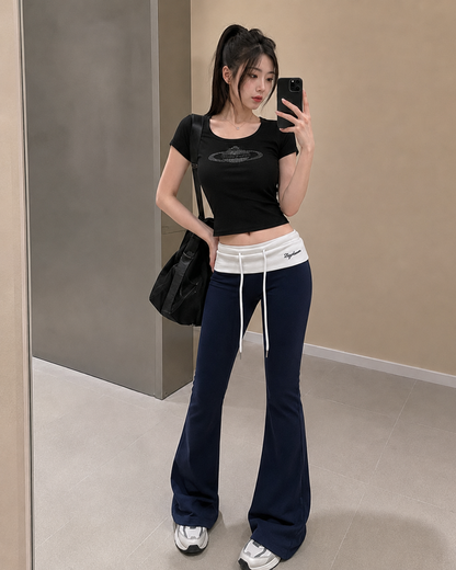 Navy Wide Leg Pants