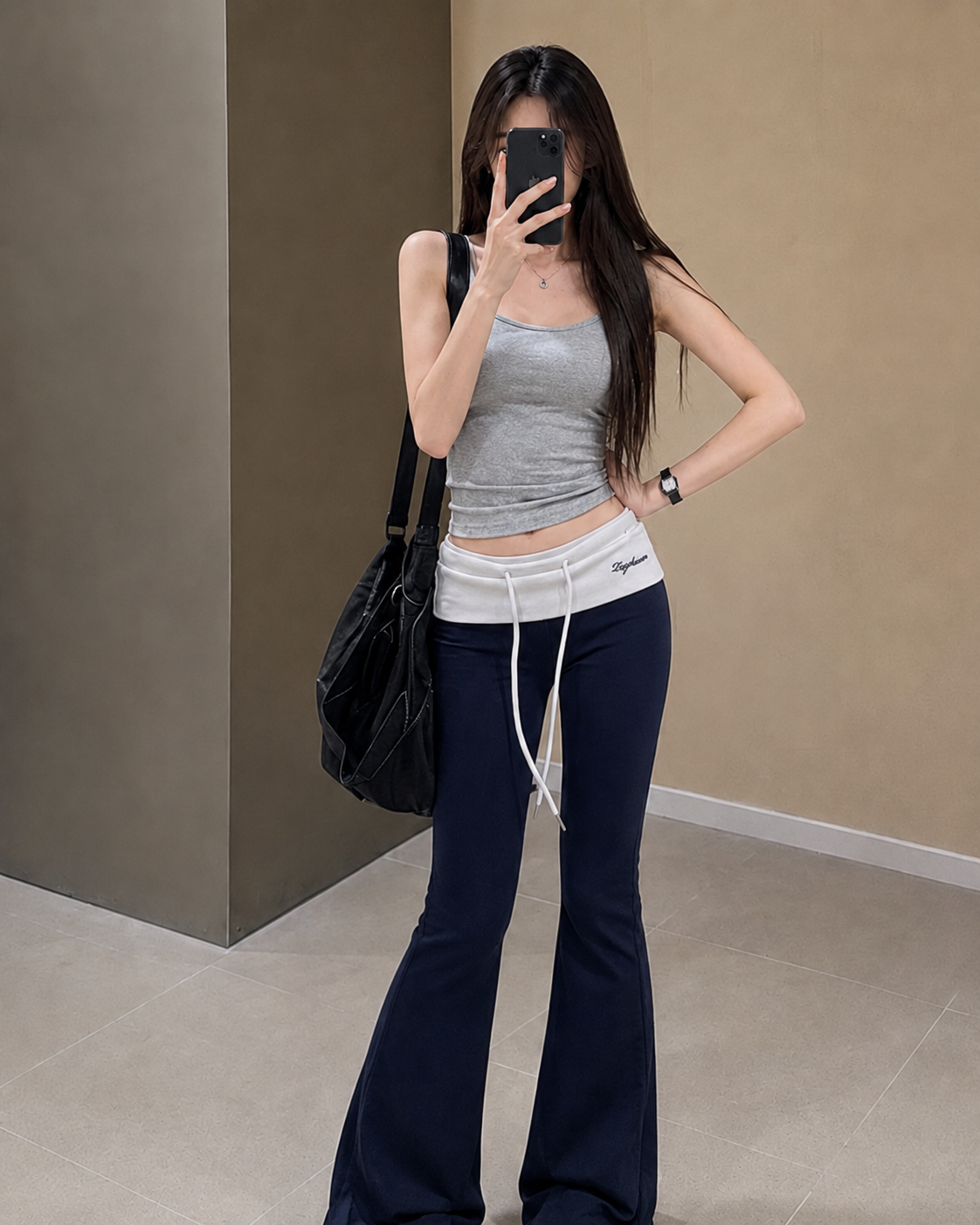 Navy Wide Leg Pants