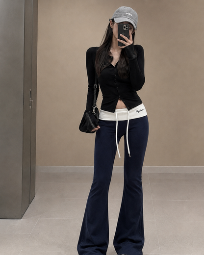 Navy Wide Leg Pants