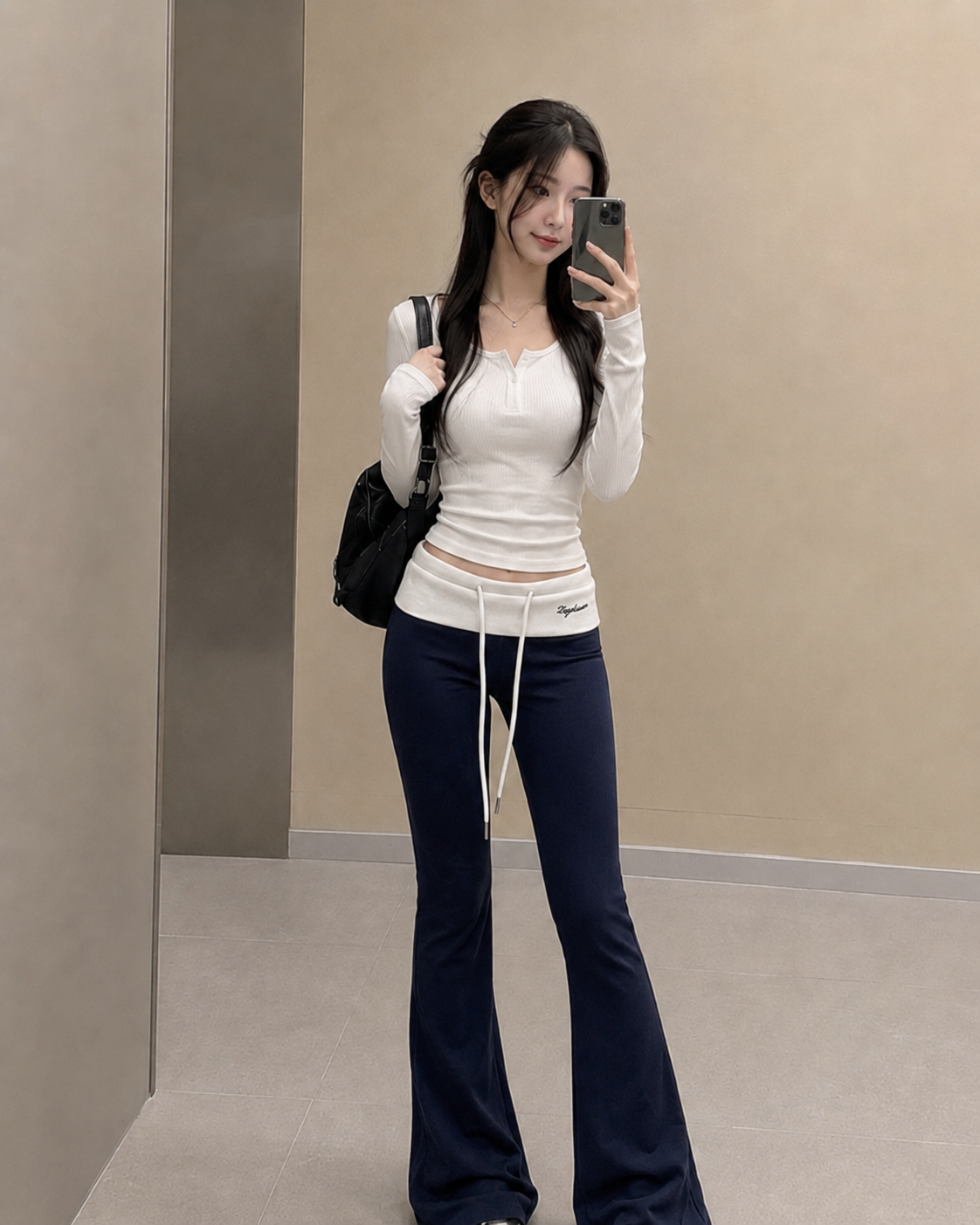 Navy Wide Leg Pants