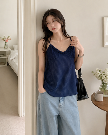 Polka Dot Ruffle Cami Top