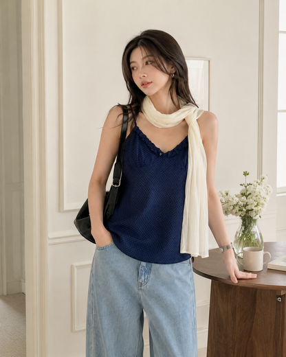 Polka Dot Ruffle Cami Top