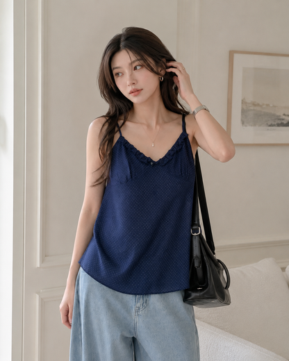 Polka Dot Ruffle Cami Top