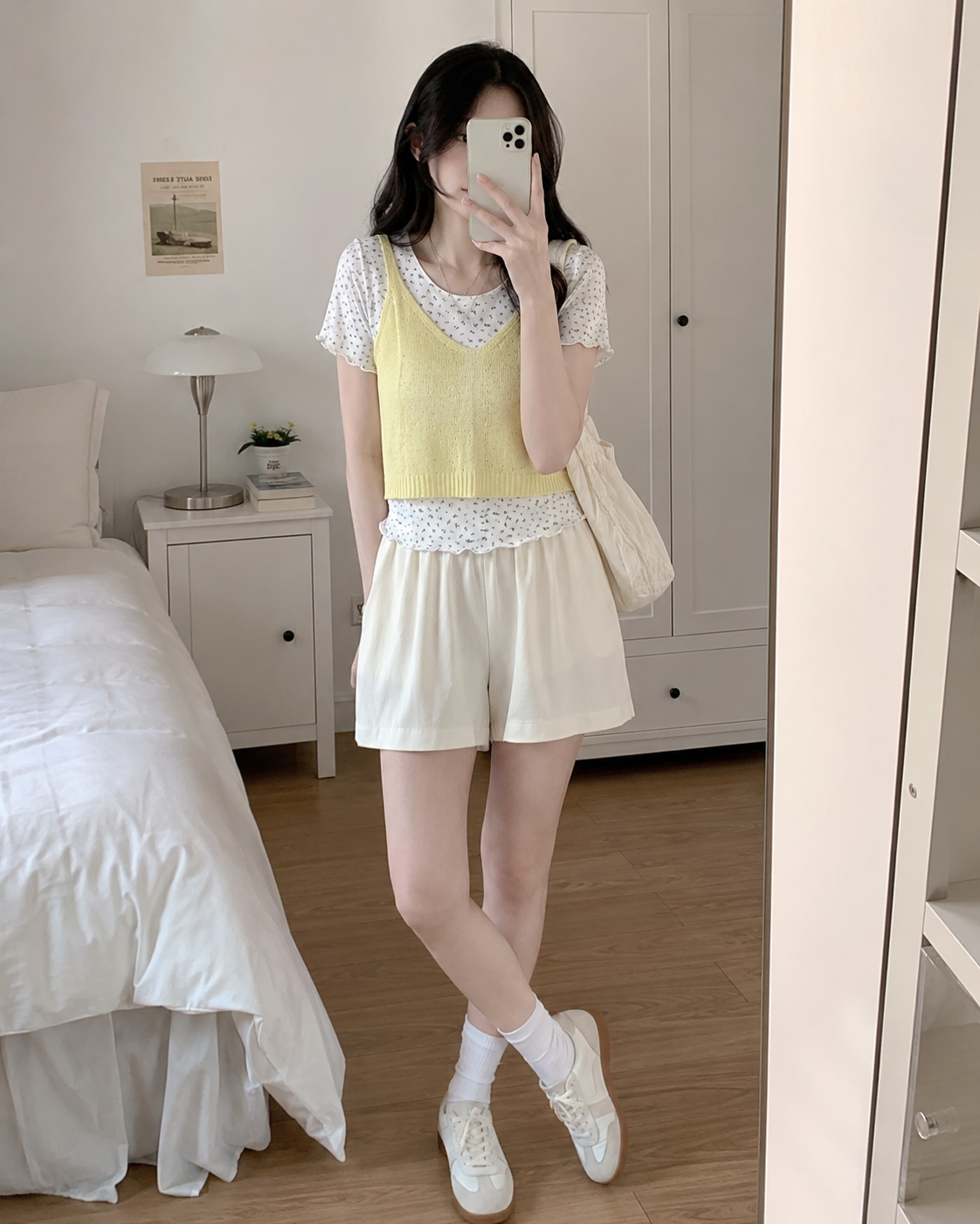 Korean Layered Floral Knit Cami 2-Piece Top Set