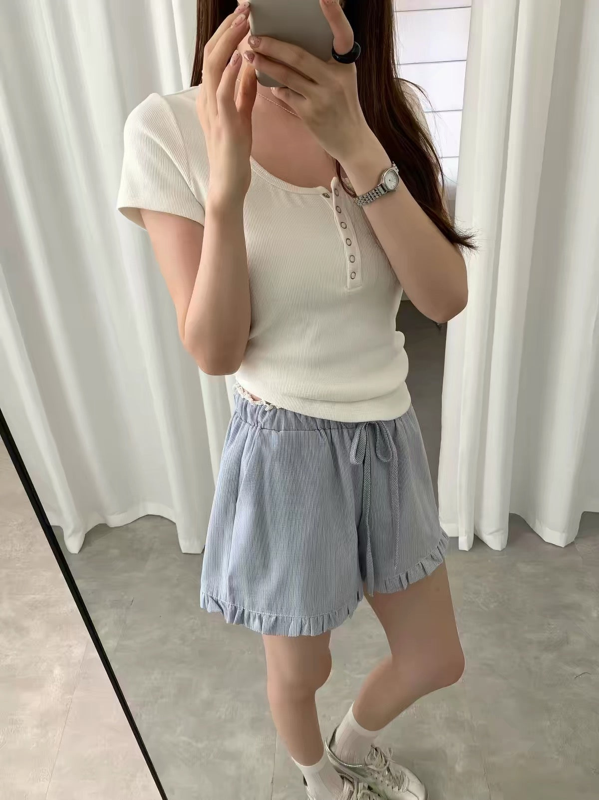 Soft Ruffle Hem Summer Shorts