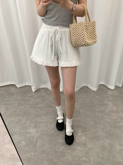 Soft Ruffle Hem Summer Shorts
