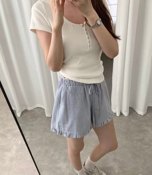 Soft Ruffle Hem Summer Shorts