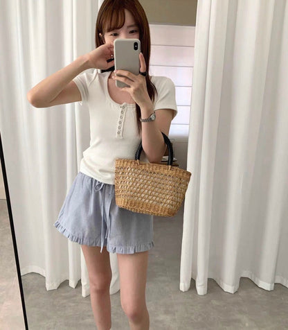 Soft Ruffle Hem Summer Shorts