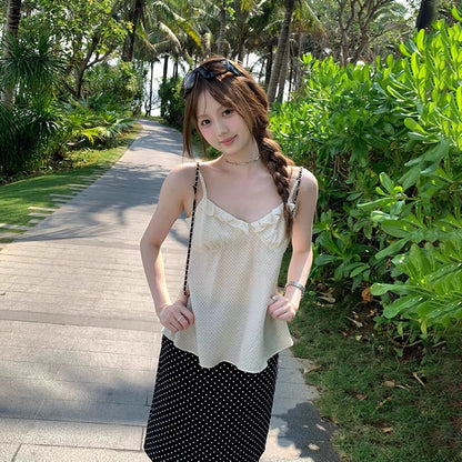 Polka Dot Ruffle Cami Top