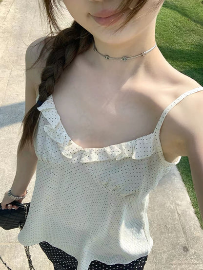 Polka Dot Ruffle Cami Top