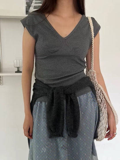 Korean Casual V-Neck Top