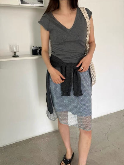 Korean Casual V-Neck Top