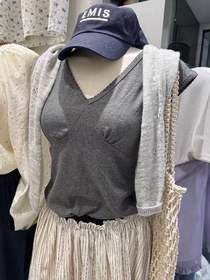 Korean Casual V-Neck Top