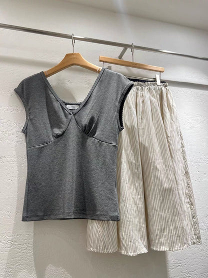 Korean Casual V-Neck Top