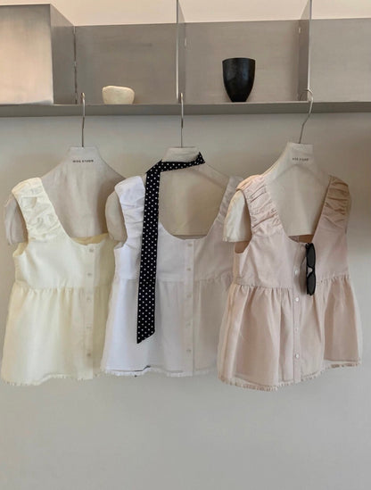 Feminine Ruffle Shoulder Blouse