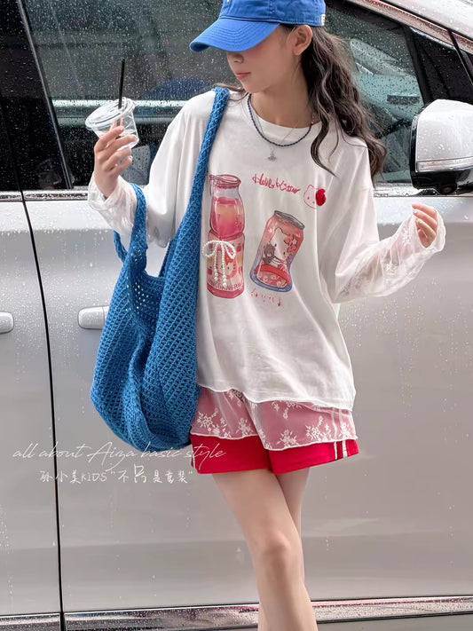 Romantic Kitty Print Tee