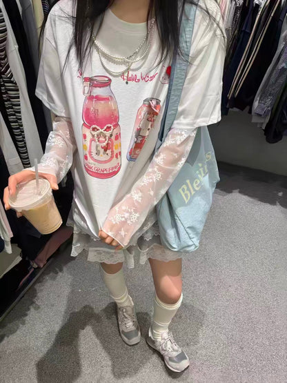 Romantic Kitty Print Tee
