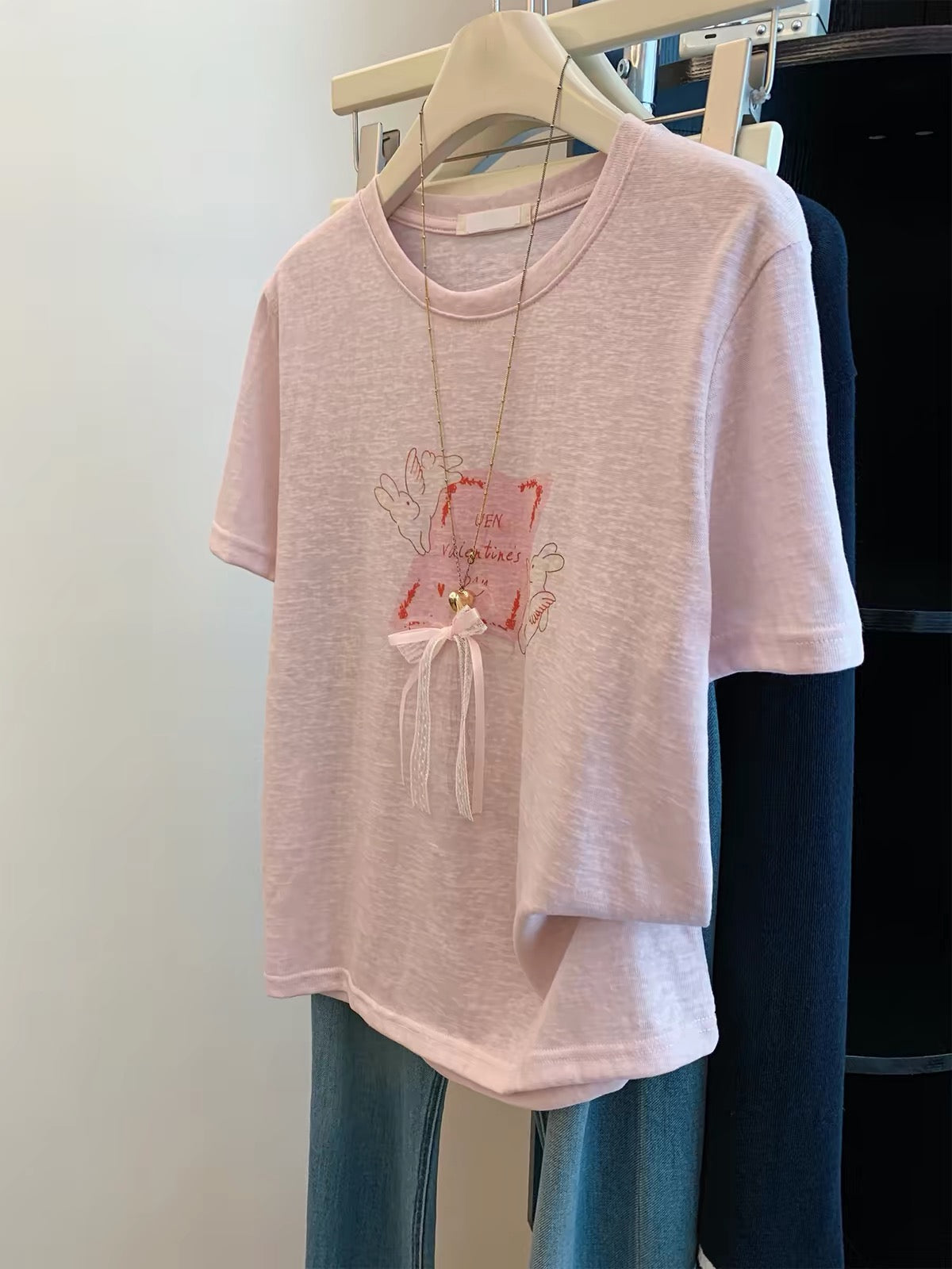 Sweet Ribbon Print T-Shirt