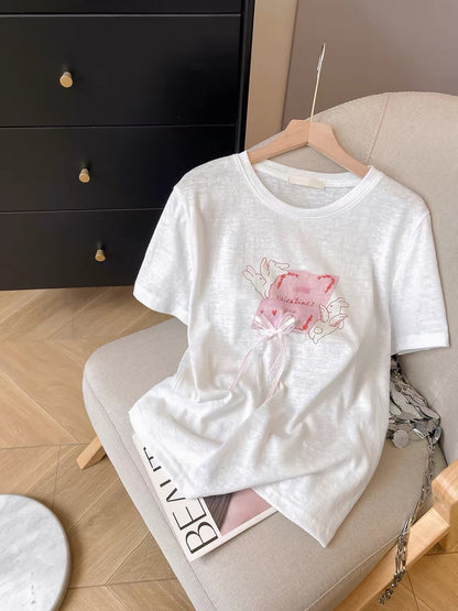 Sweet Ribbon Print T-Shirt