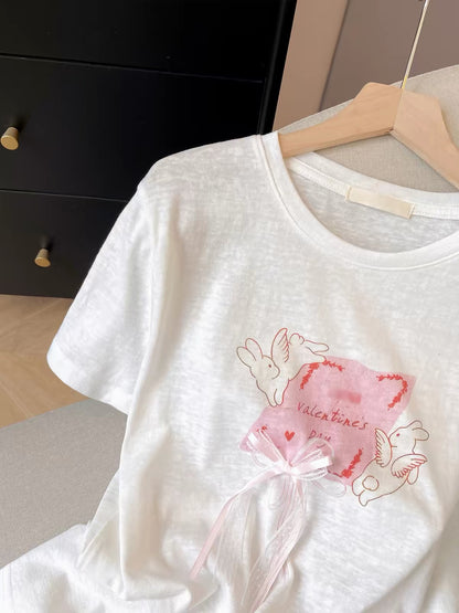 Sweet Ribbon Print T-Shirt