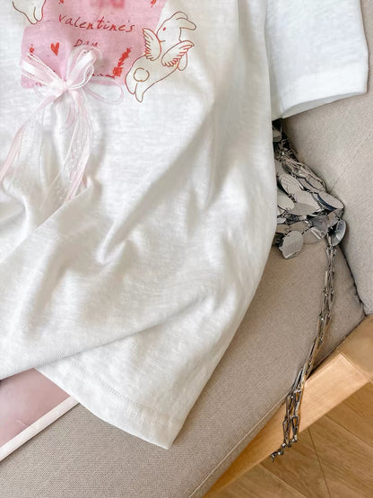 Sweet Ribbon Print T-Shirt