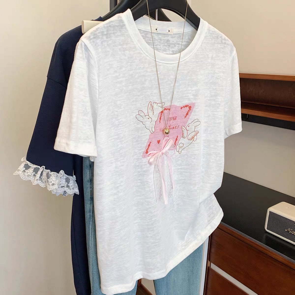 Sweet Ribbon Print T-Shirt