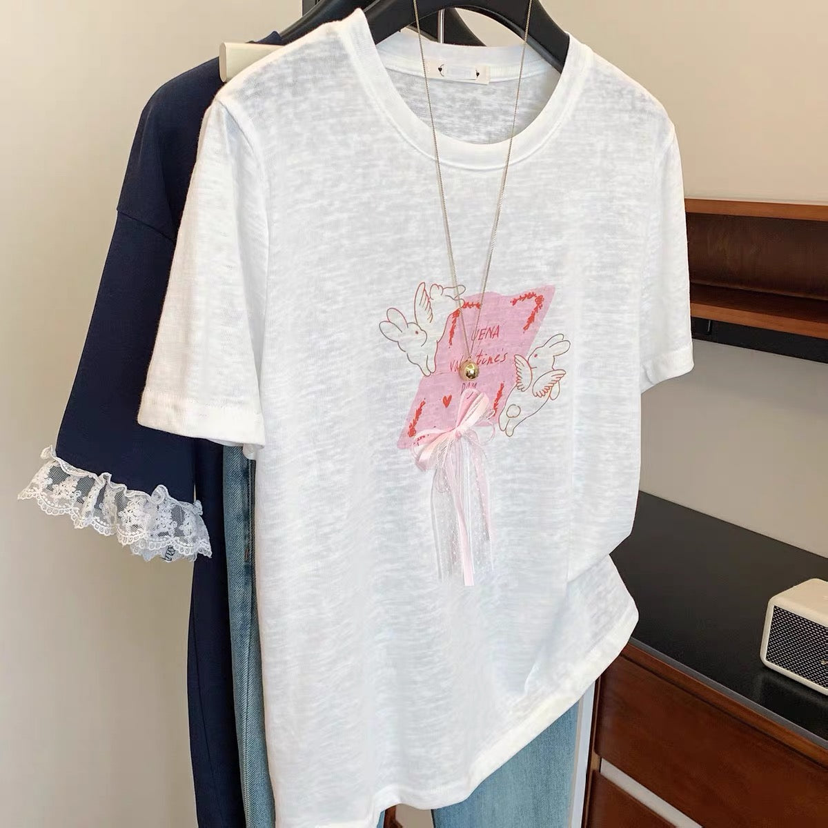 Sweet Ribbon Print T-Shirt