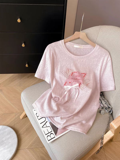 Sweet Ribbon Print T-Shirt