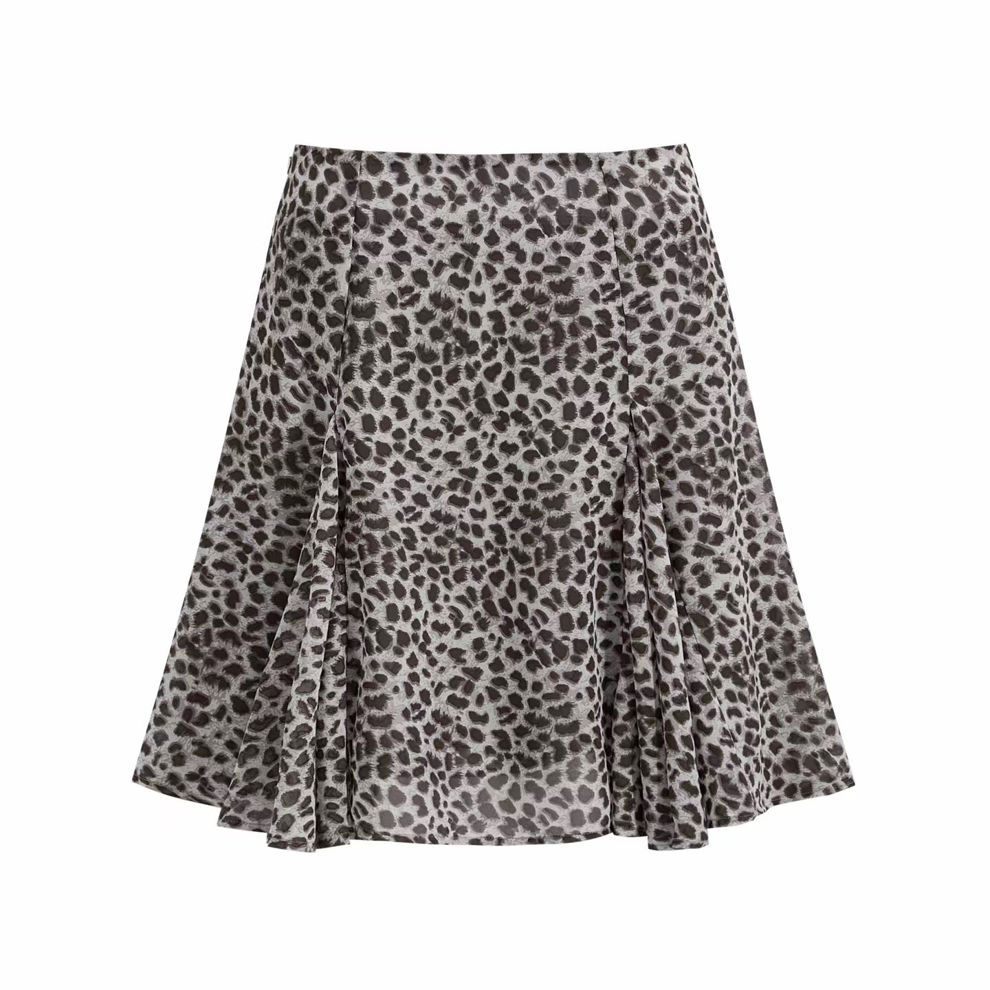 Leopard Print Pleated Mini Skirt