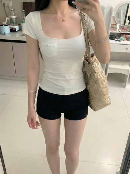 White Soft Feminine Short Sleeve Top
