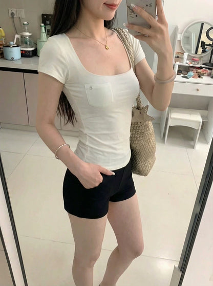 White Soft Feminine Short Sleeve Top