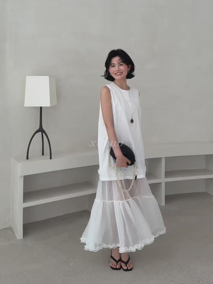 Soft Layered Sleeveless Ruffle Dress